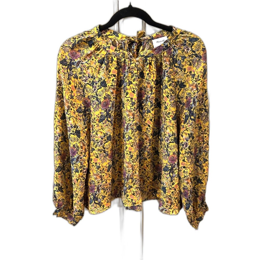 Madewell Silk Floral Peasant Blouse - Size Large